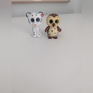 TY Beanie Babies Plastic Toys: White Tiger and Brown Owl Set x2